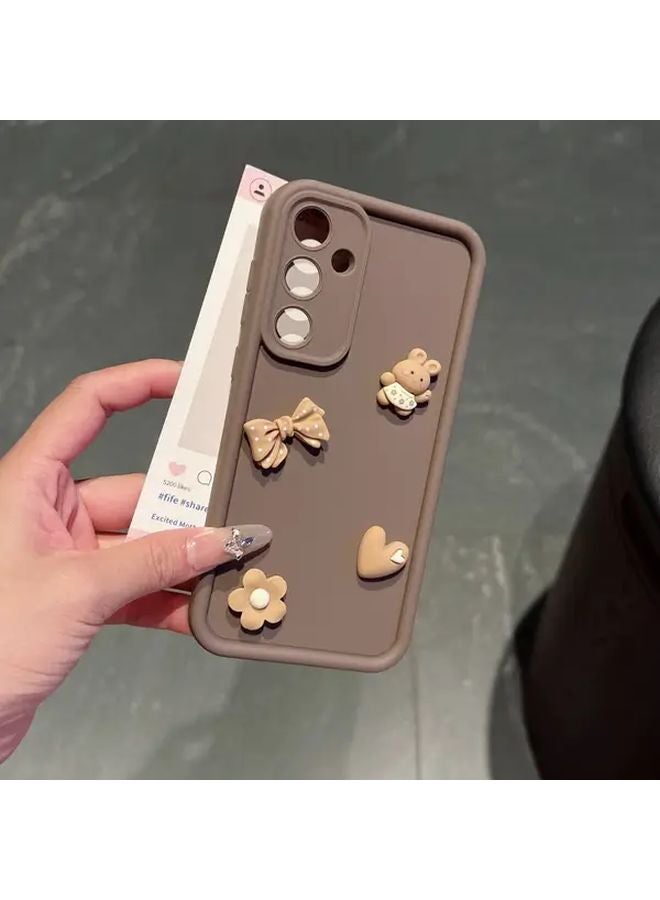 Beige Cute Rabbit Plush DIY Phone Case For Samsung Galaxy A15 Handmade Cover - Image 4
